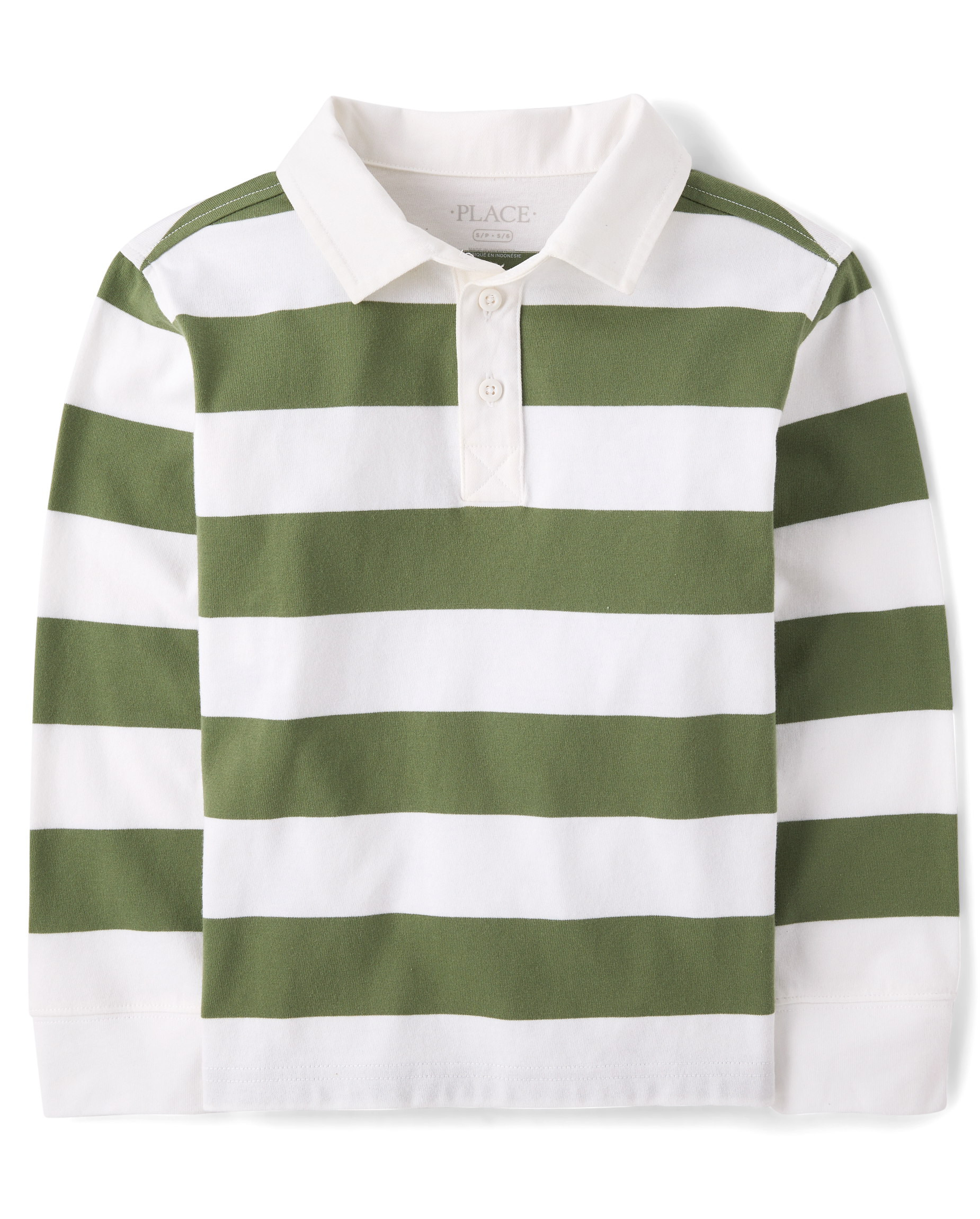 Kids Long Sleeve Striped Rugby Polo - GREEN | The Children's Place