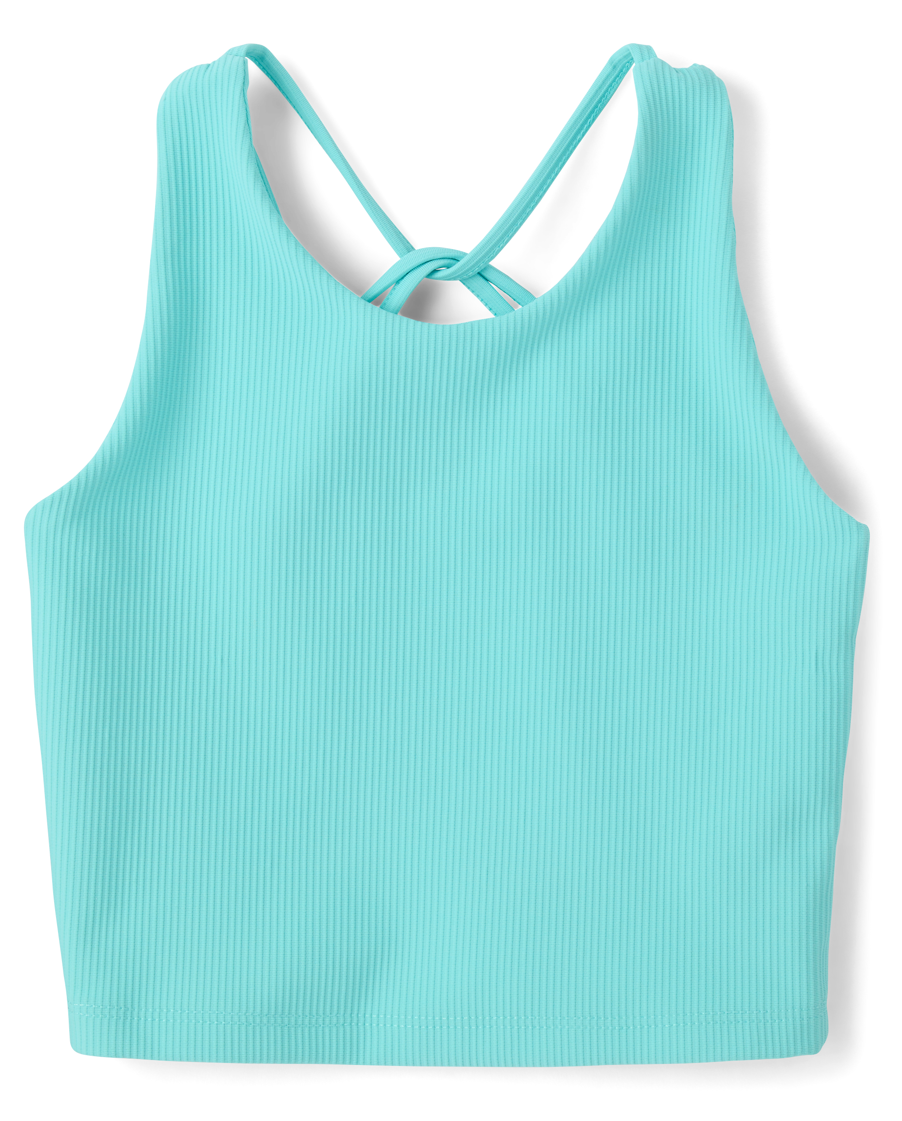 Girls Active Sleeveless Quick Dry Cross Back Ribbed Tank Top