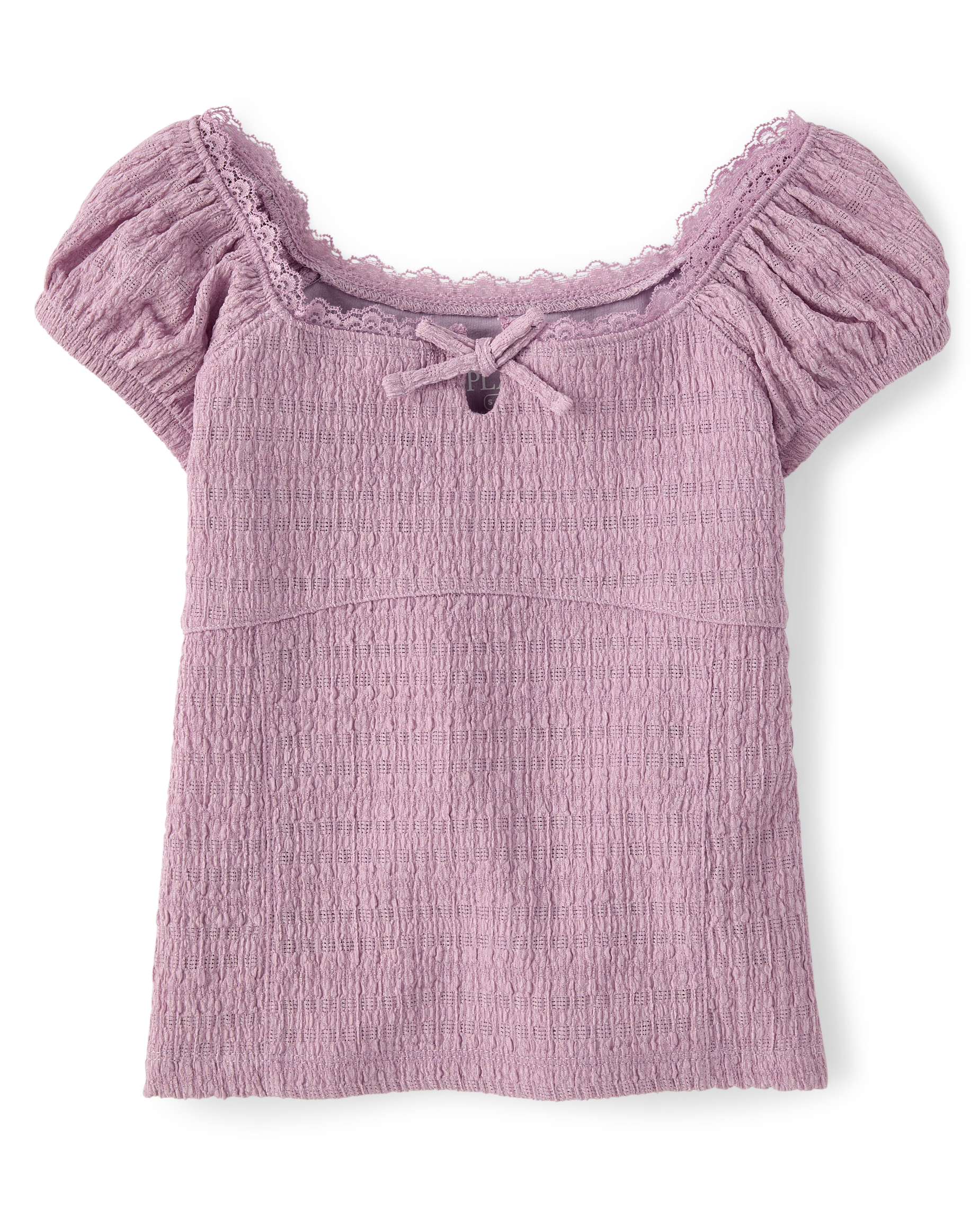 Girls Short Sleeve Textured Knit Top - AQUA | The Children's Place