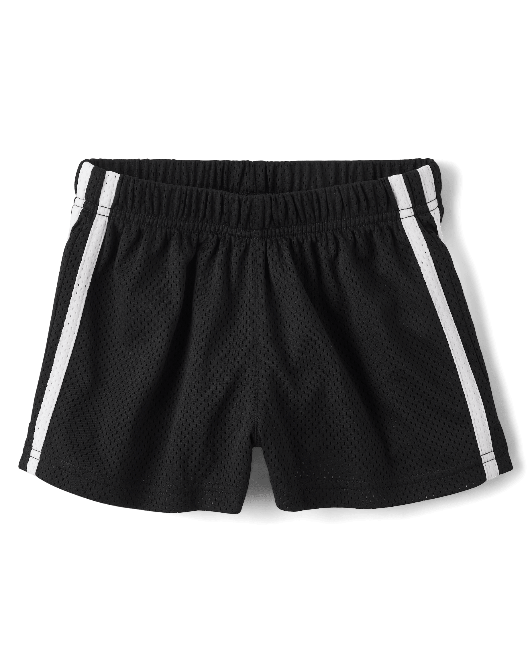 Girls Quick Dry Side Stripe Mesh Lined Active Shorts - BLACK | The