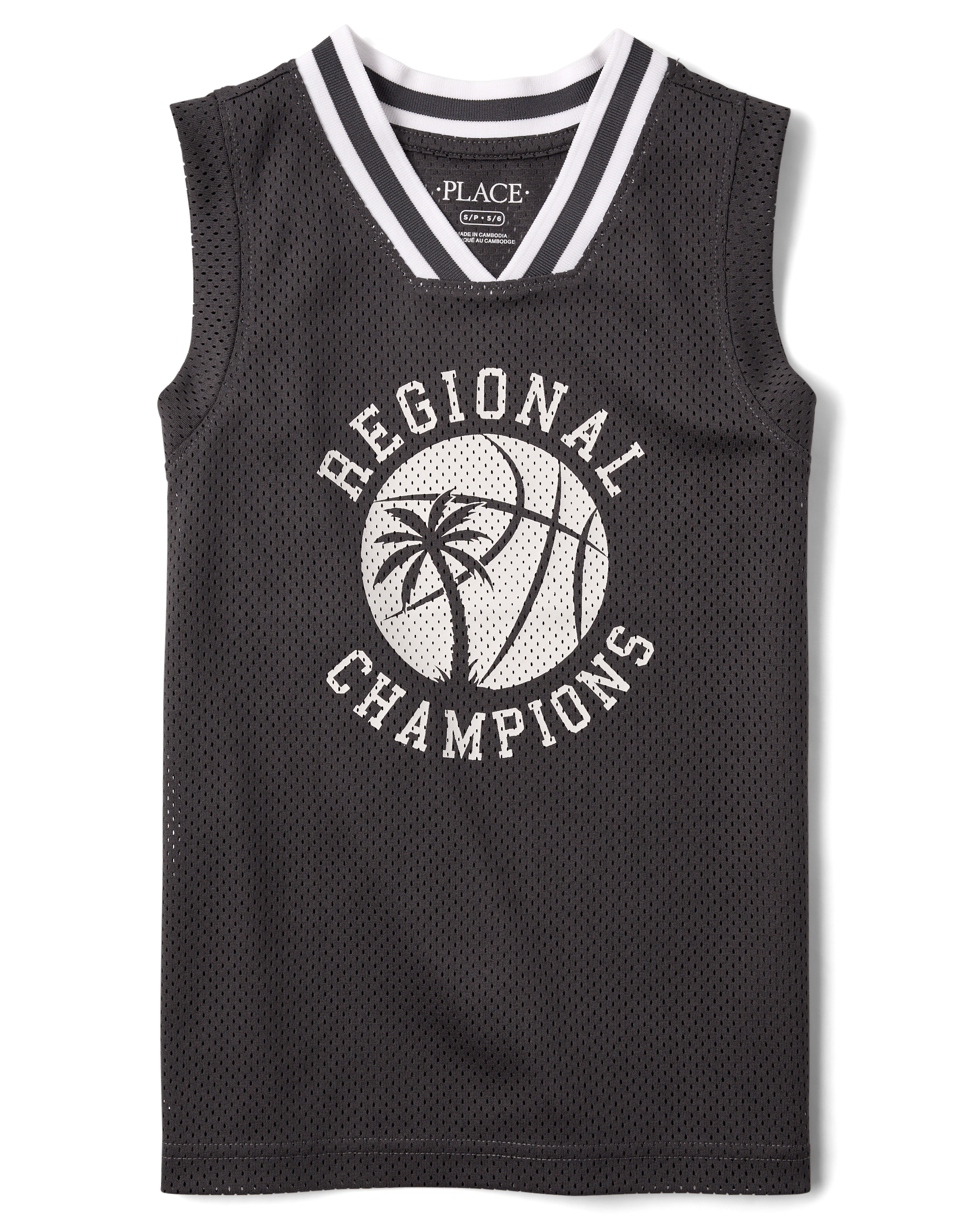 Boys Sleeveless Quick Dry Varsity Mesh Basketball Tank Top - BLUE