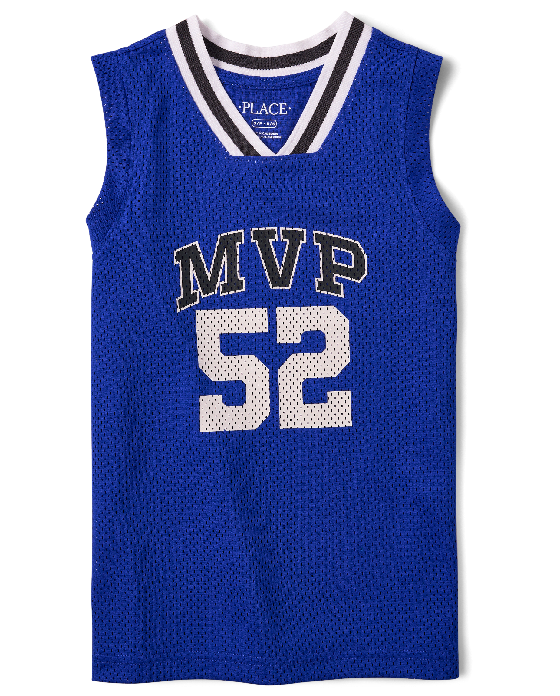 Boys Sleeveless Quick Dry Varsity Mesh Basketball Tank Top - BLUE
