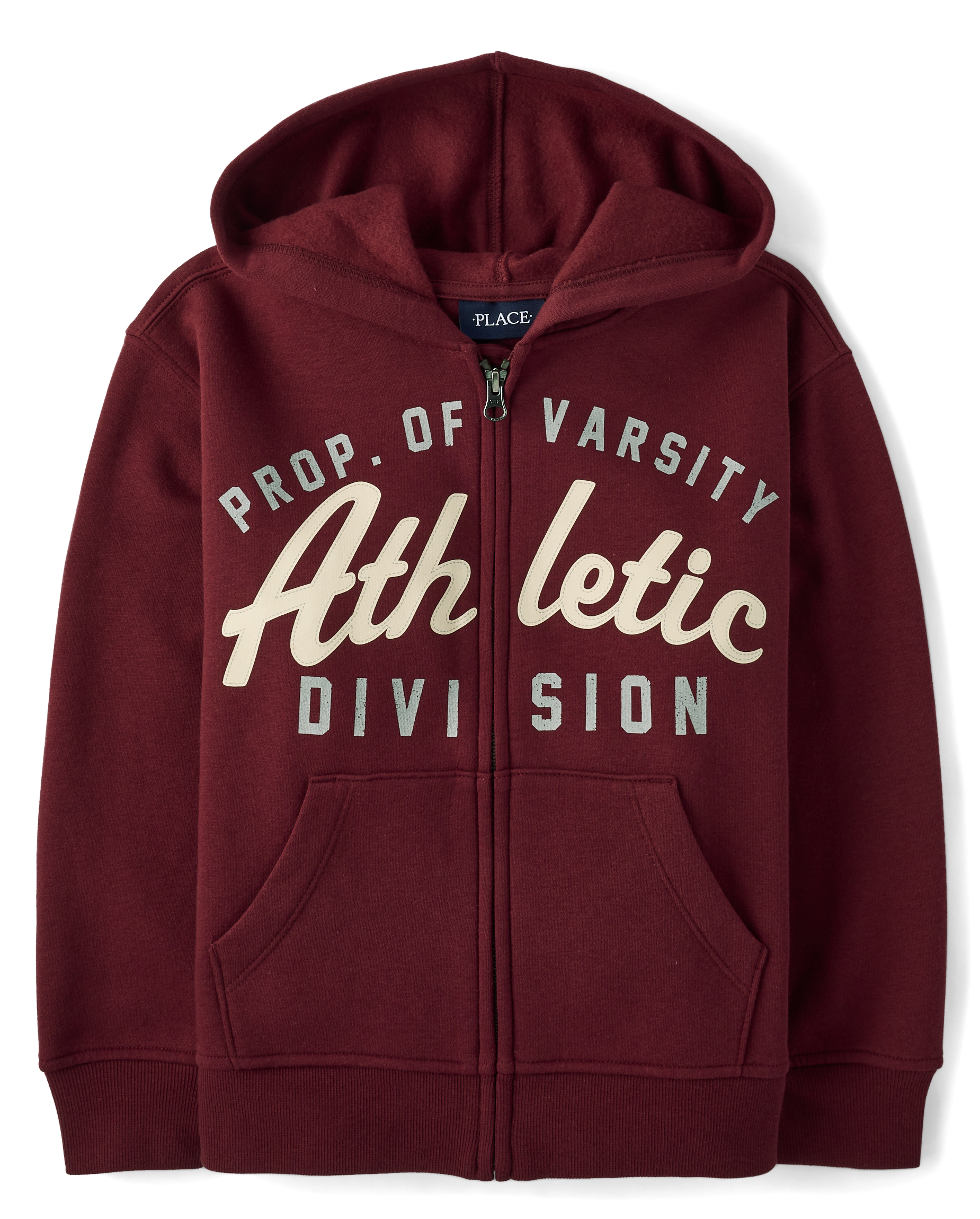 Boys Active Long Sleeve Varsity Premium Fleece Zip Up Hoodie