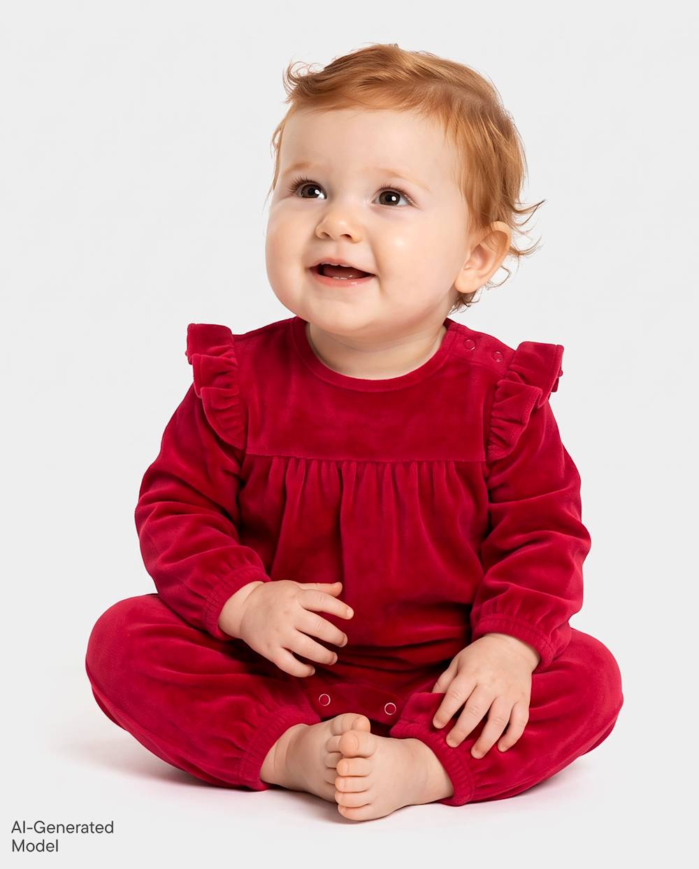 Baby Girls Velour Flutter Romper