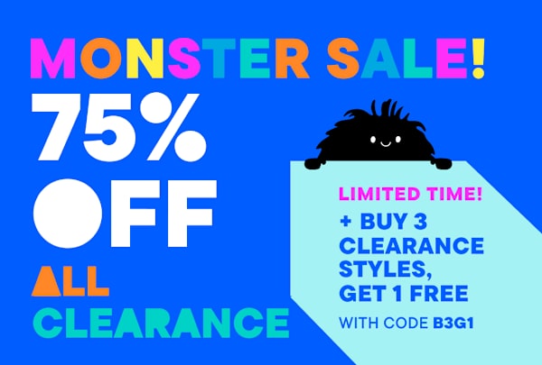 Monster Sale BUY 3 GET 1 FREE with code B3G1