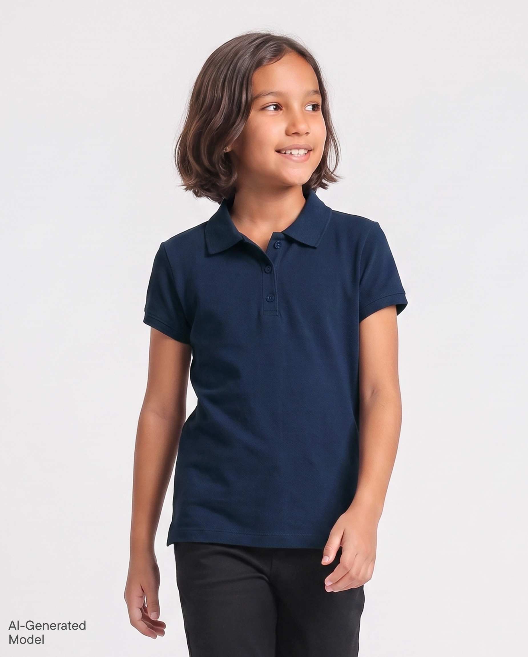 Girls Uniform Soft Stretch Pique Polo - blue