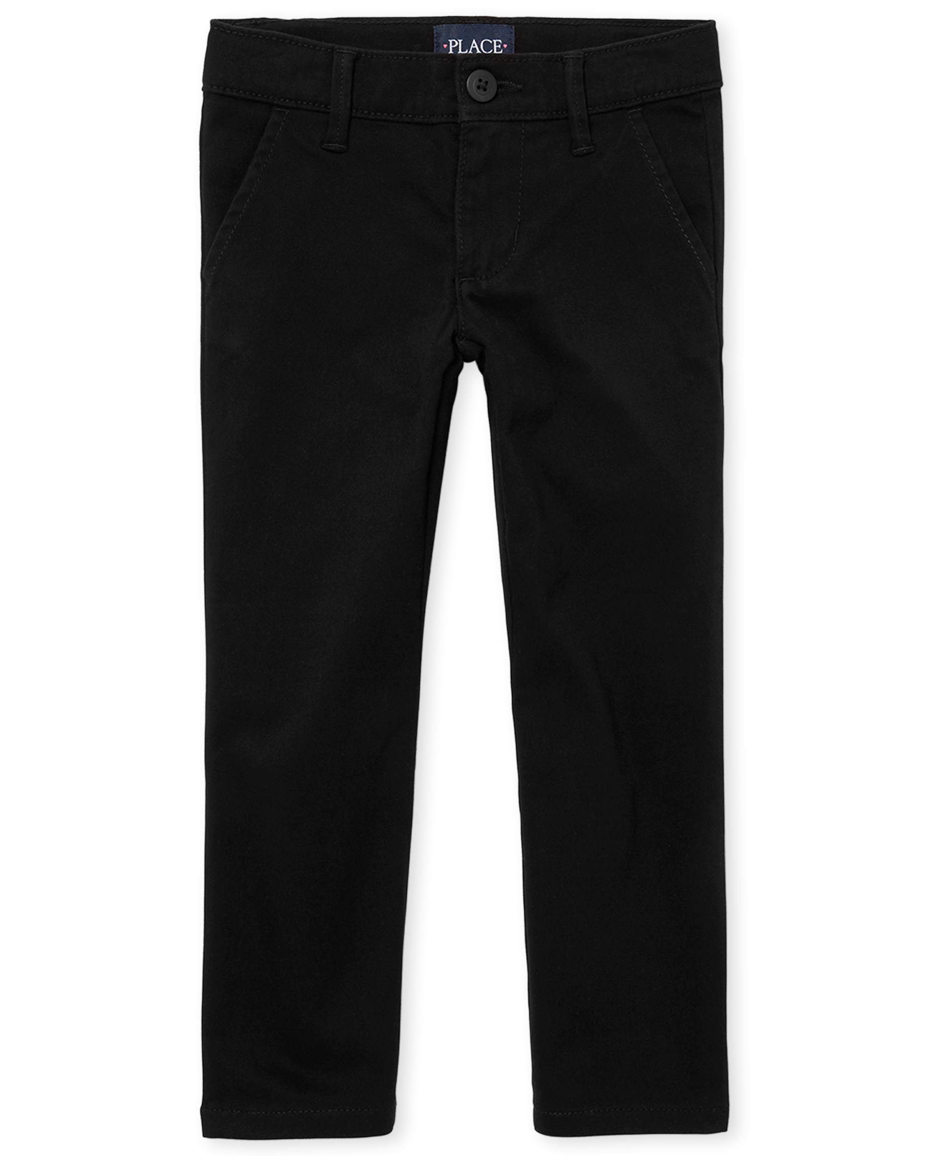 Girls Uniform Stretch Skinny Chino Pants - black