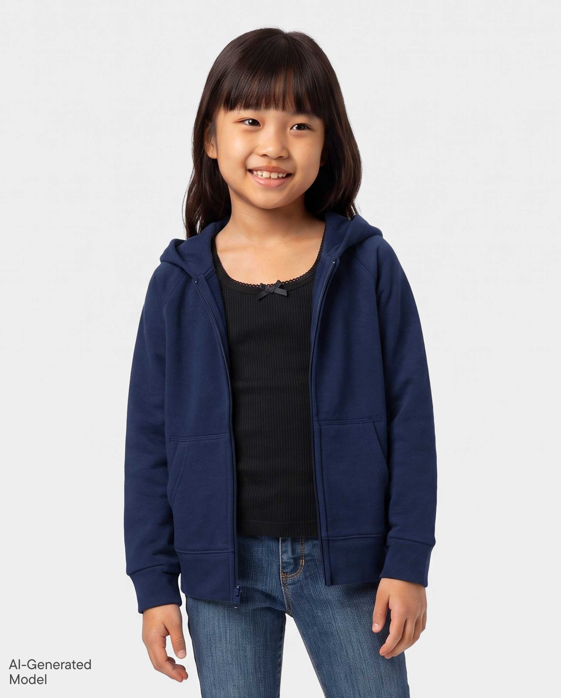 Girls Fleece Zip Up Hoodie - blue