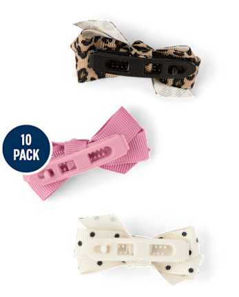 Girls Bow Hair Clip 10-Pack - The Leopard Edit