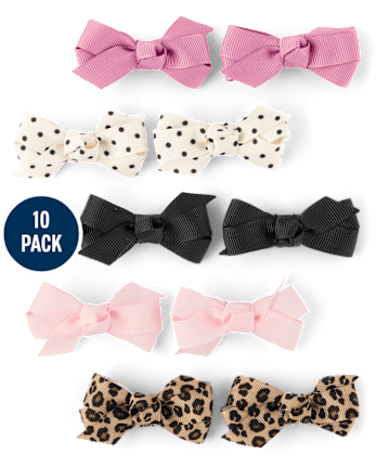 Girls Bow Hair Clip 10-Pack - The Leopard Edit