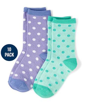 Girls Dot Crew Socks 10-Pack