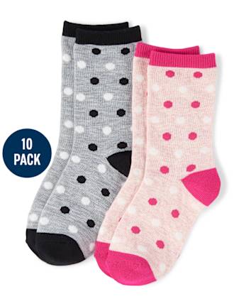 Girls Dot Crew Socks 10-Pack