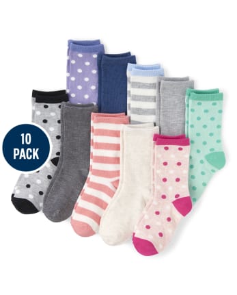 Girls Dot Crew Socks 10-Pack