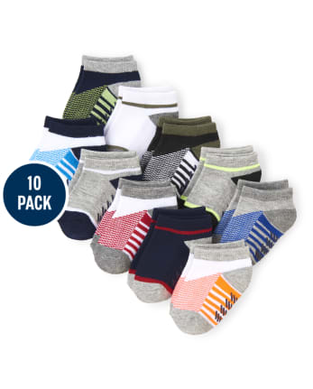 Toddler Boys Striped Ankle Socks 10-Pack