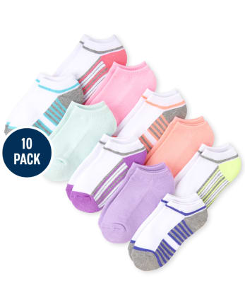 Paquete 10 pares de calcetines tobilleros con rayas fluorescentes niñas | The - MULTI CLR