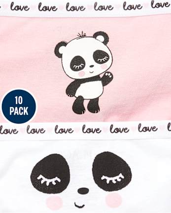 Girls Panda Underwear 10-Pack