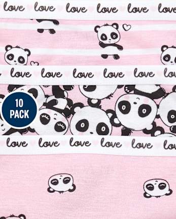 Girls Panda Underwear 10-Pack