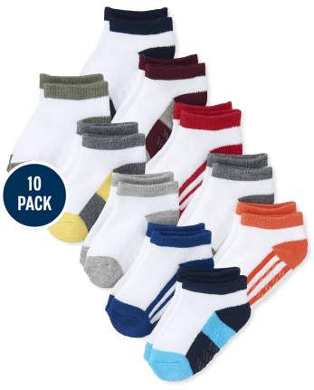 Calcetines tobilleros atléticos Colorblock para niños pequeños, paquete de 10