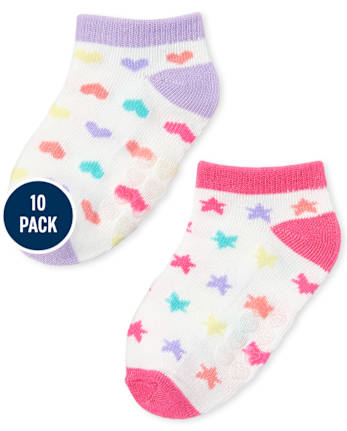 Toddler Girls Unicorn Striped Ankle Socks 10-Pack