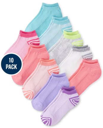 Girls Striped Ankle Socks 10-Pack