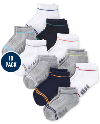 Toddler Boys Striped Cushioned Ankle Socks 10-Pack