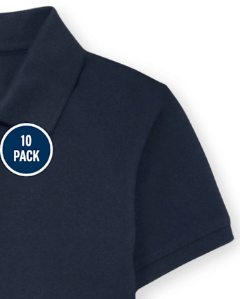 Polo de piqué uniforme para niños, paquete de 10