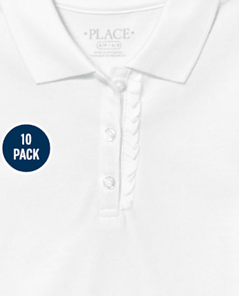 Polo de piqué con volantes de uniforme para niñas, paquete de 10