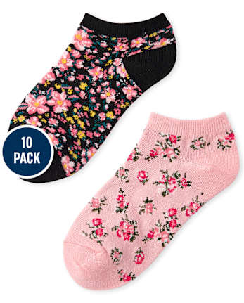 Paquete de 10 calcetines tobilleros con estampado para niñas