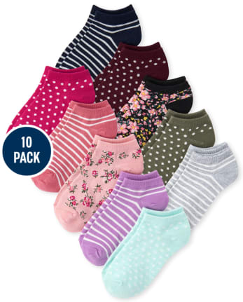 Girls Print Ankle Socks 10-Pack
