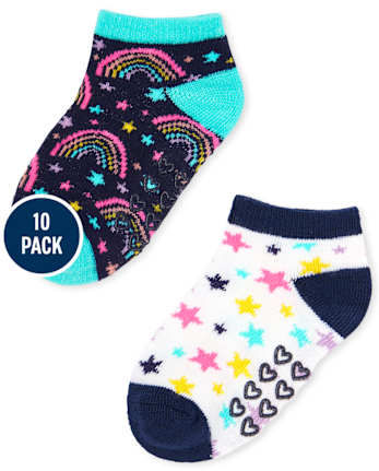 Toddler Girls Rainbow Ankle Socks 10-Pack