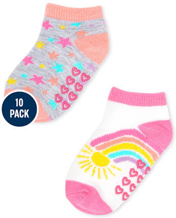 Toddler Girls Rainbow Ankle Socks 10-Pack