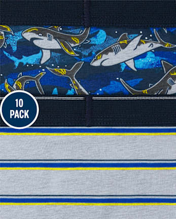 Boys Shark Boxer Brief Underwear 10-Pack