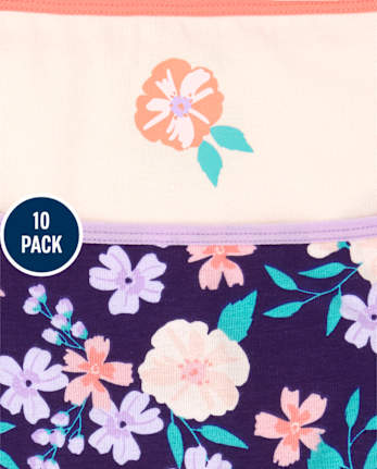 Girls Floral Hipster Underwear 10-Pack