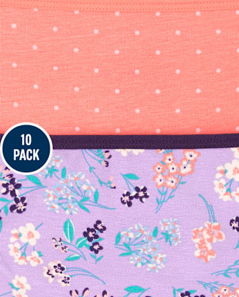 Girls Floral Hipster Underwear 10-Pack
