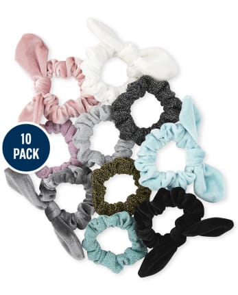 Girls Bow Velvet Scrunchie 10-Pack