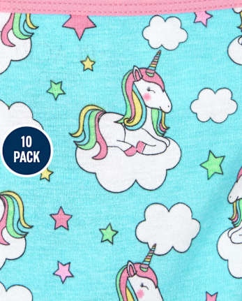 Ropa interior de unicornio para niñas, paquete de 10