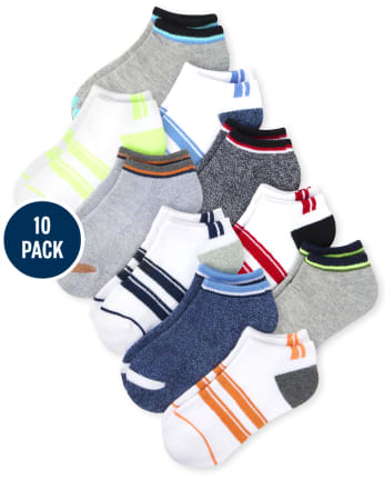 Boys Cushioned Ankle Socks 10-Pack