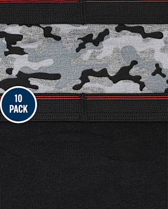 Boys Camo Boxer Brief Underwear 10-Pack