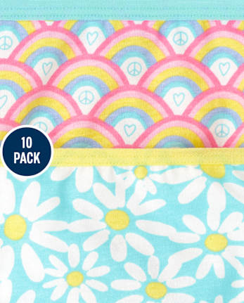 Girls Rainbow Underwear 10-Pack