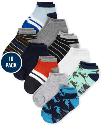 Toddler Boys Dino Ankle Socks 10-Pack