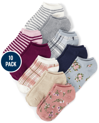 Girls Floral Ankle Socks 10-Pack
