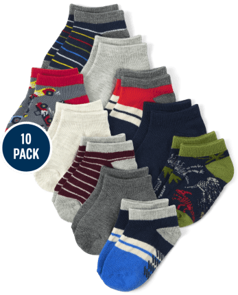 Paquete de 10 calcetines tobilleros a rayas para bebés y niños pequeños