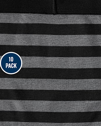 Ropa interior breve a rayas para niños, paquete de 10
