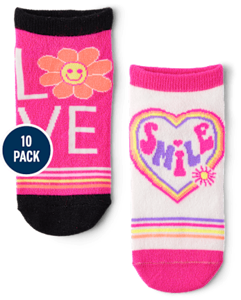 Girls Smile Ankle Socks 10-Pack