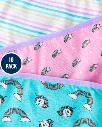 Ropa interior de unicornio para niñas, paquete de 10