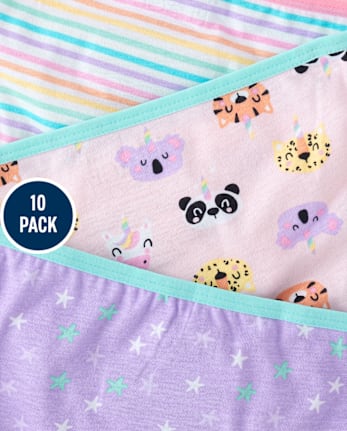 Toddler Girls Animal Underwear 10-Pack