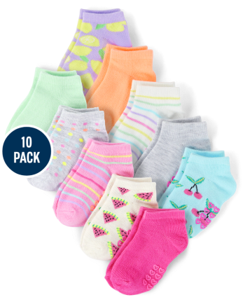 Baby And Toddler Girls Fruit Ankle Socks 10-Pack