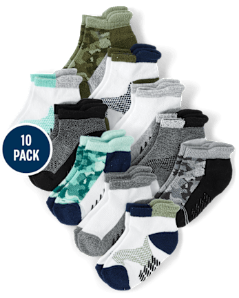 Baby And Toddler Boys Colorblock Cushioned Ankle Socks 10-Pack