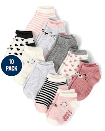 Baby And Toddler Girls Animal Ankle Socks 10-Pack