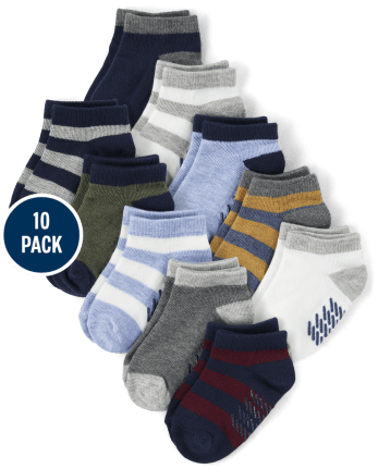 Baby And Toddler Boys Striped Ankle Socks 10-Pack